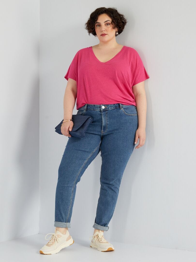 Calça jeans slim de cintura alta - L28 - AZUL