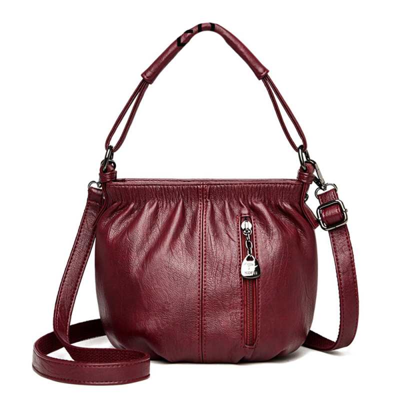 Petit sac souple en cuir pour tous les jours, sac seau pour femme, design plissé, sac bandoulière, sacoche vintage de luxe.