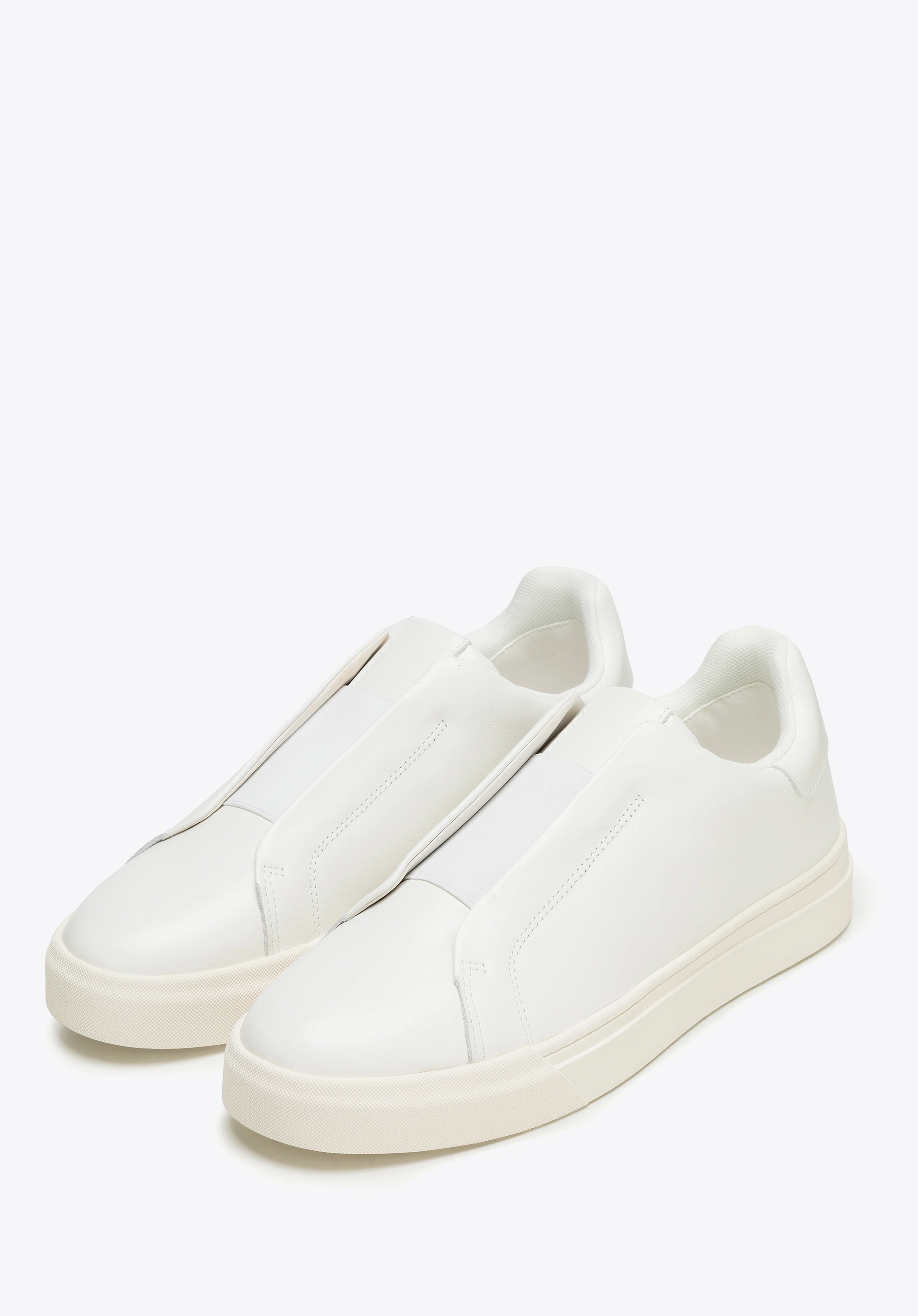 Męskie sneakersy ze skóry naturalnej wsuwane złamana biel