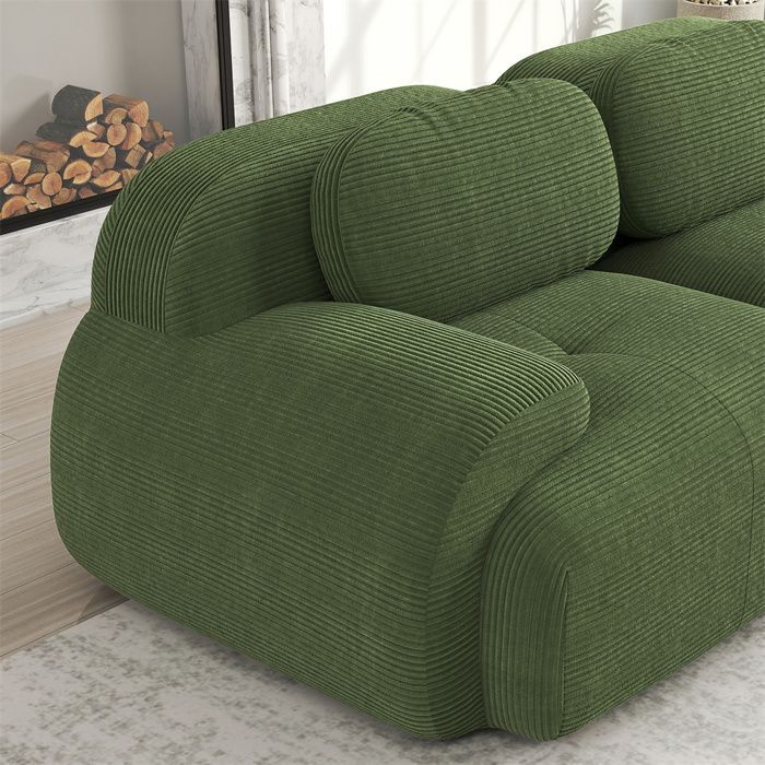 DRIPEX Canapé 3 places modulable en velours côtelé haut de gamme,sans montage,accoudoirs ergonomiques,Vert