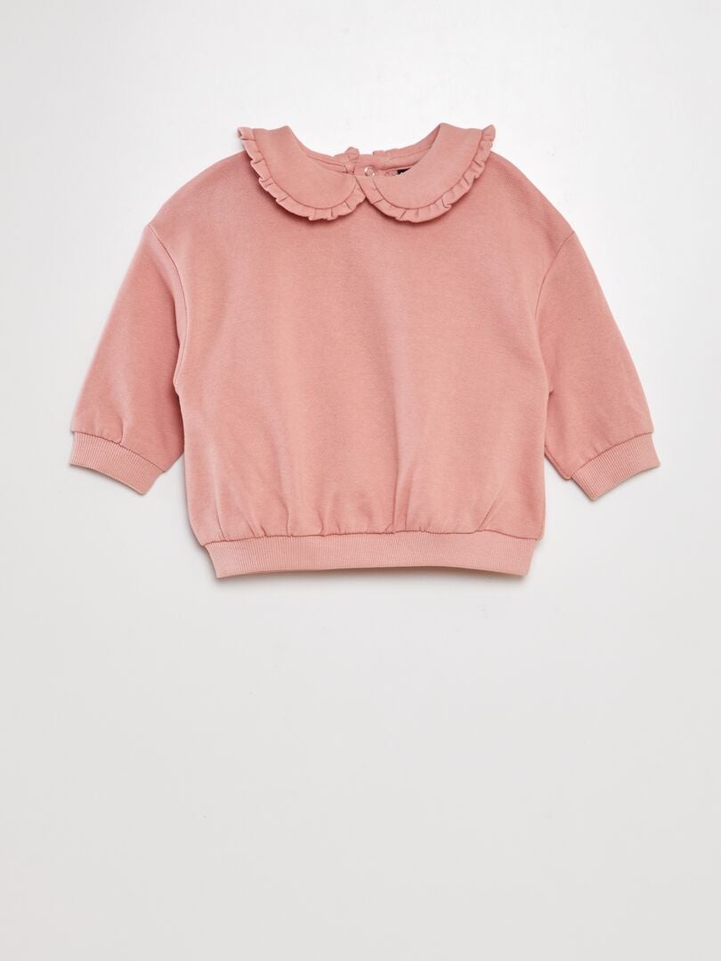 Sudadera de algodón con cuello claudine - ROSA