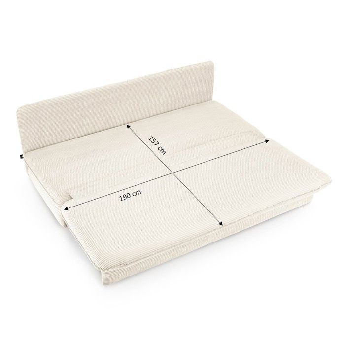 NOMA 3-Sitzer-Schlafsofa aus ecrufarbenem Cord – Beige