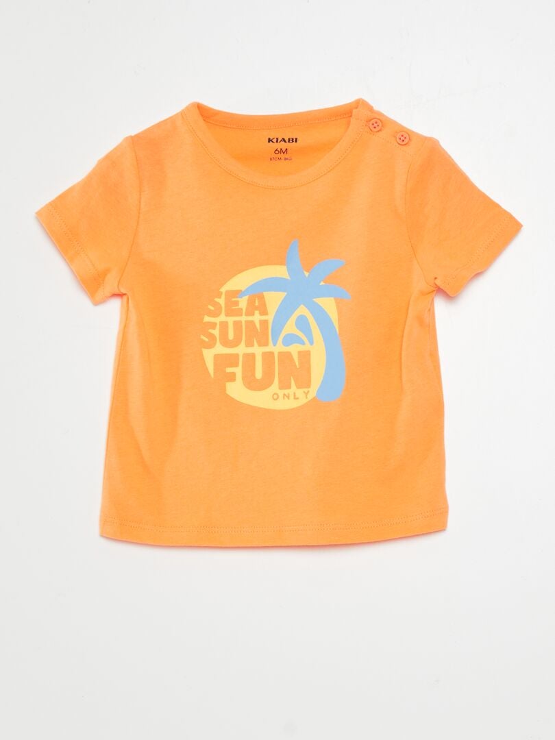 Camiseta estampada de manga corta - NARANJA
