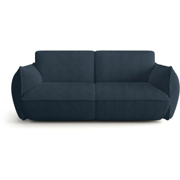 Sofá fixo de 3 lugares - SOFFIO - Tecido azul - 220 x 98 x 83 cm
