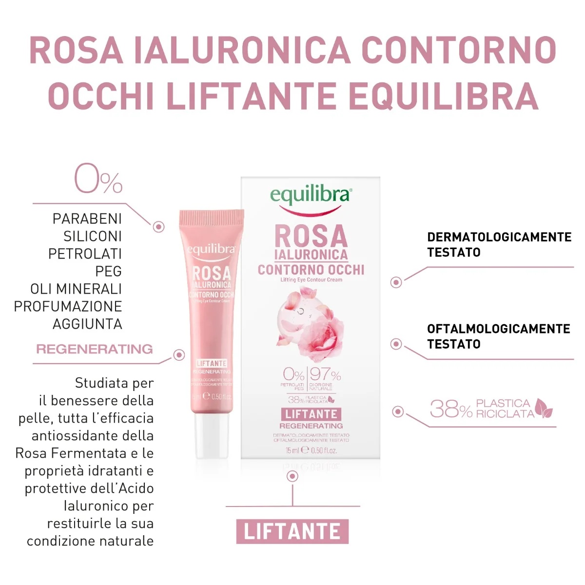 EQUILIBRA Equilibra Hyaluronic Rose Lifting Eye Contour 15 ml liftende emulsie