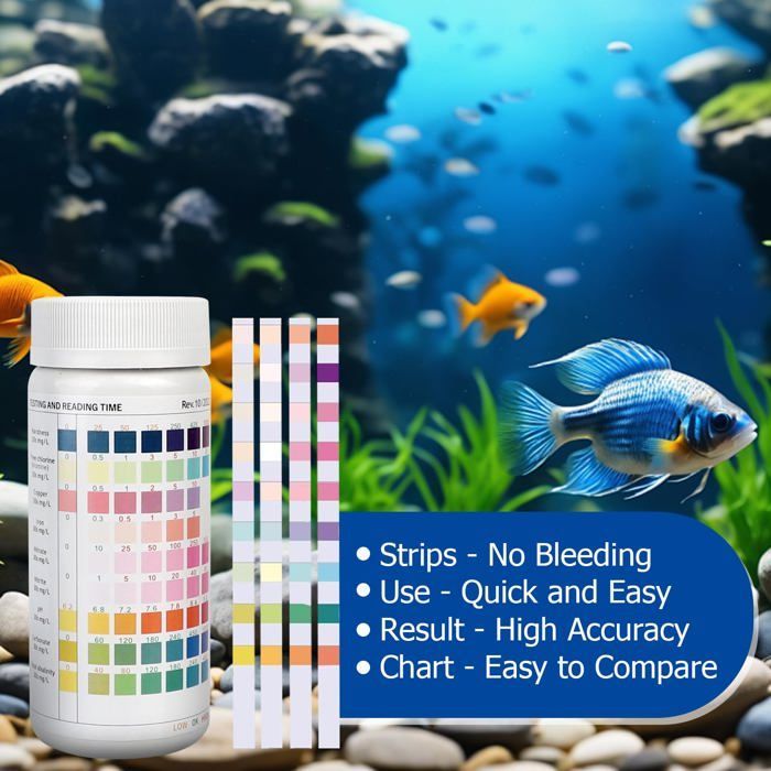 Aquarium teststrips - 100 stuks, 9-in-1 pH Nitriet Nitraat Zoetwater Zoutwater Geen