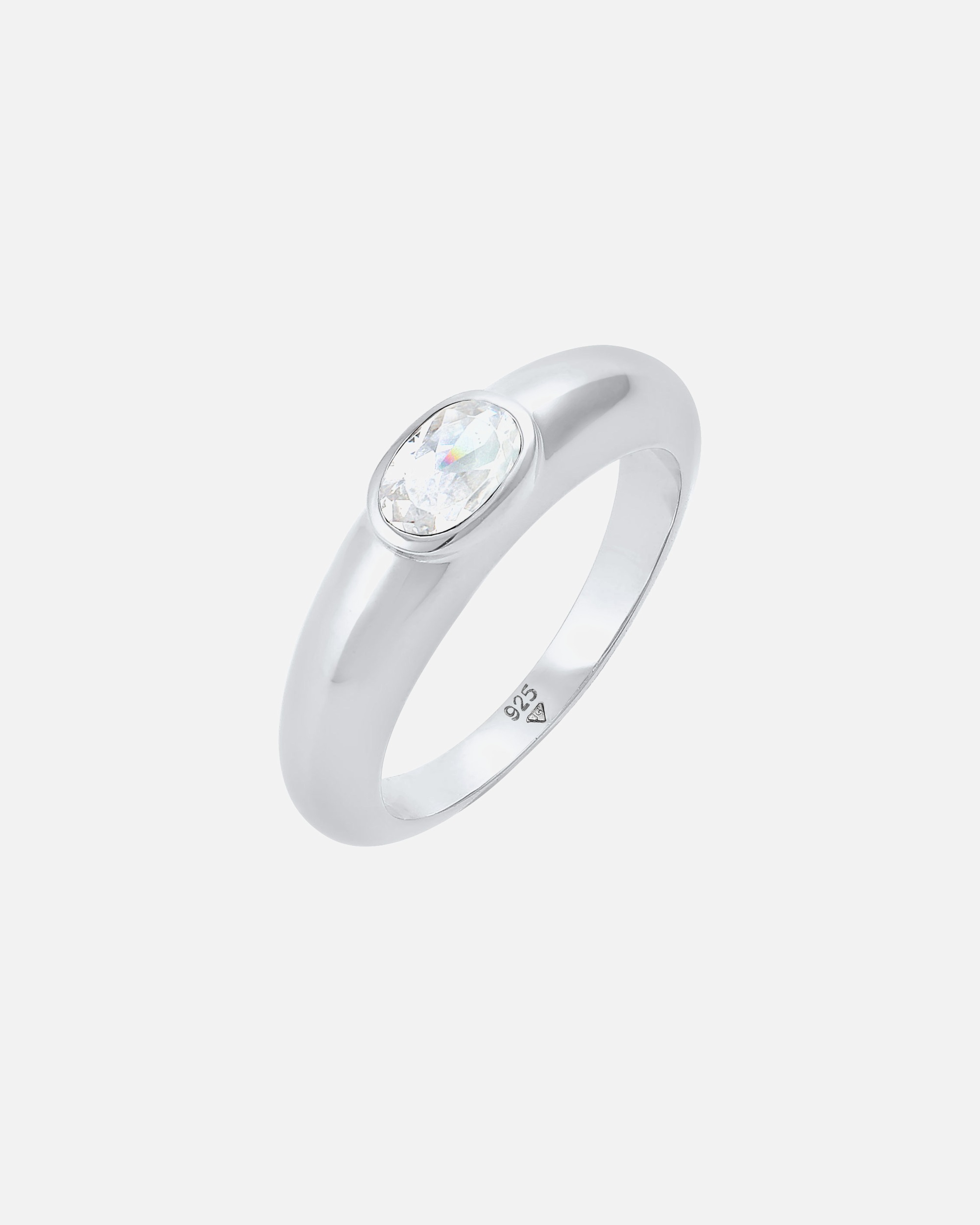 Elli Bague pour femme Solitaire vert ovale avec cristal de zirconium en argent sterling 925 plaqué or