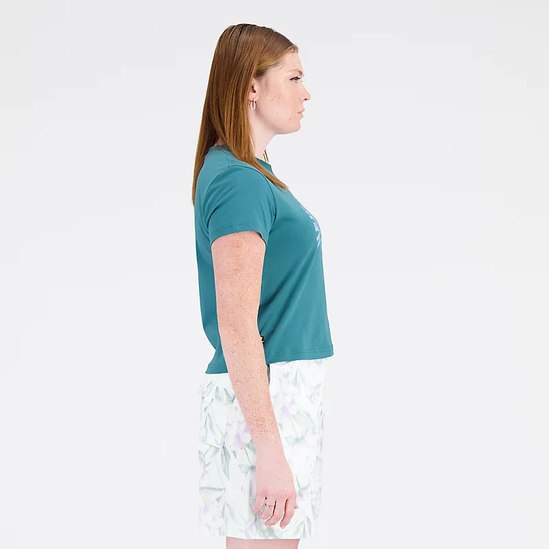 Dámské tričko Essentials Bloomy s krátkým rukávem ve VINTAGE TEAL barvě