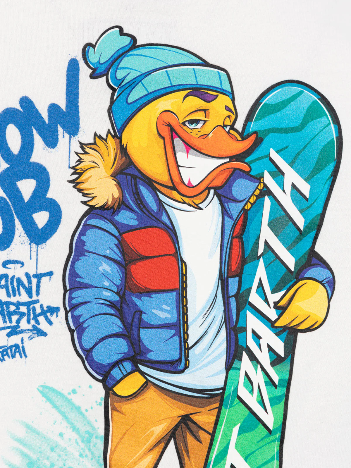 Luton T-shirt van zwaar katoen met Crypto Duck Snow-print