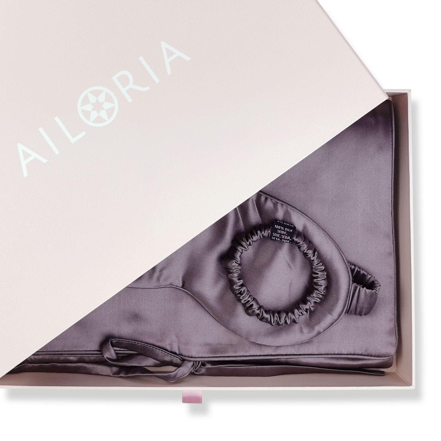 Set de viaje Ailoria: neceser, antifaz para dormir y goma para el pelo (1 pieza)