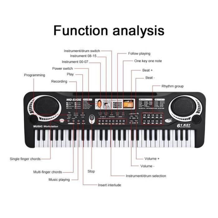 61-Key Electric Piano with Digital Keyboard, Children's Musical Instrument Toy with Microphone, EU Plug - DUO
