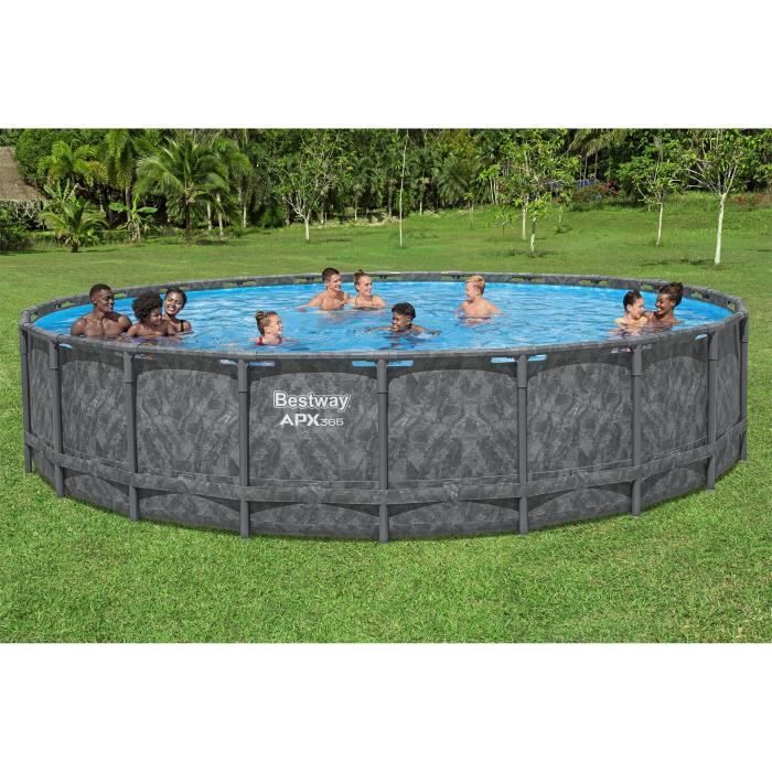 BESTWAY tubular above-ground pool kit - APX 365™ - 671 x 132 cm - Round (Sand filter, 500 g polysphere, ladder, cover)