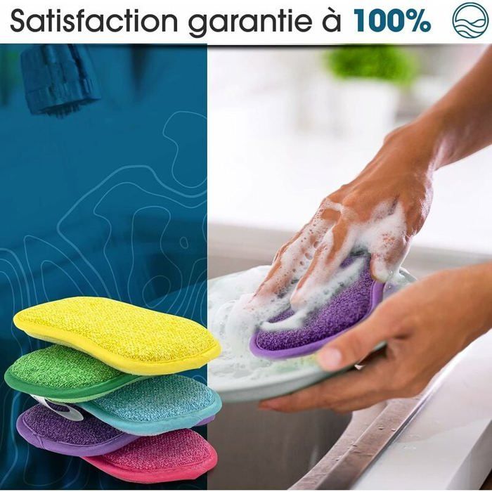 Lot de 10 Éponges Microfibre Lavables et Réutilisables - Éponge Vaisselle et Cuisine - Ecologique - Plusieurs Couleurs Multi-Usages