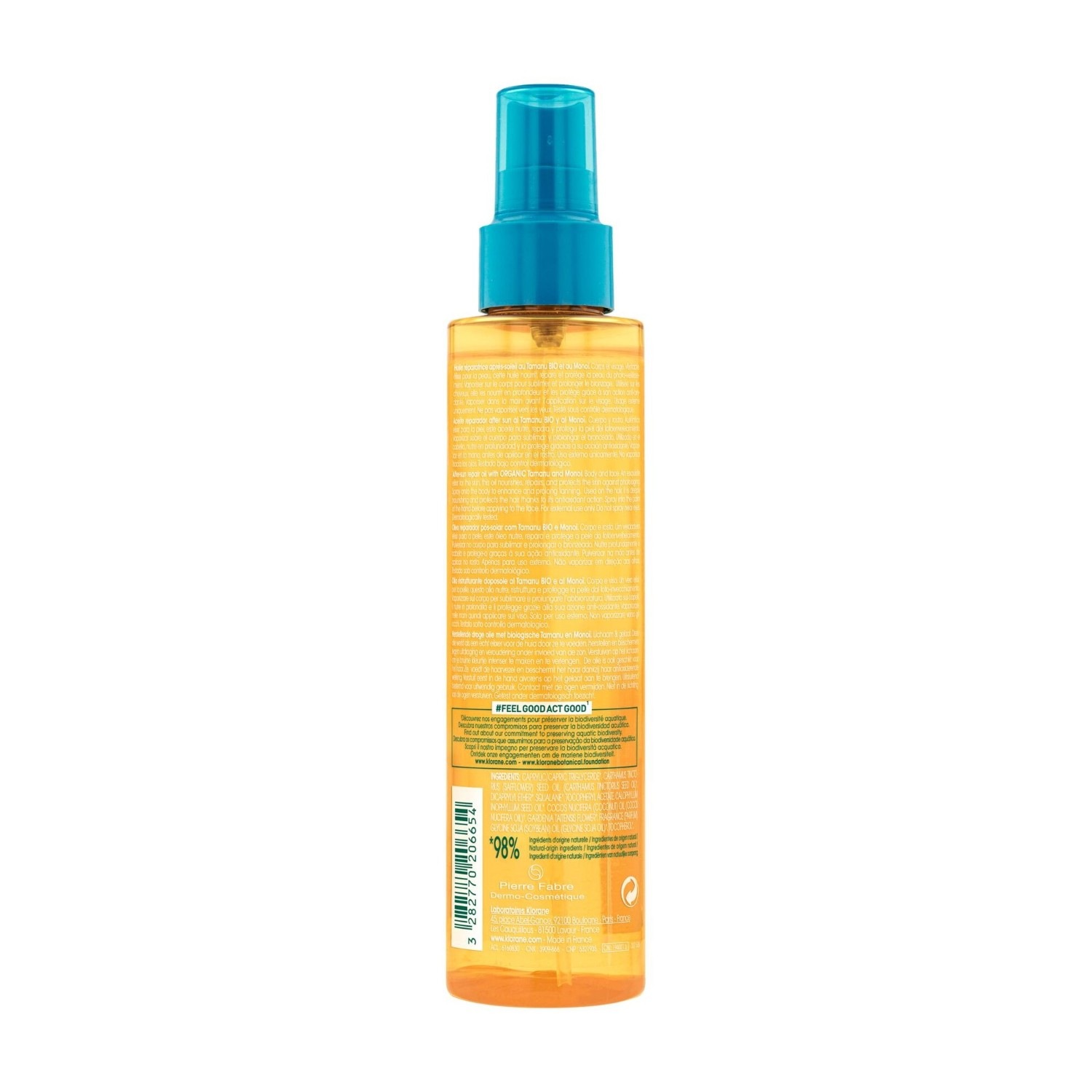 Klorane Huile réparatrice après-soleil au Tamanu BIO et Monoï