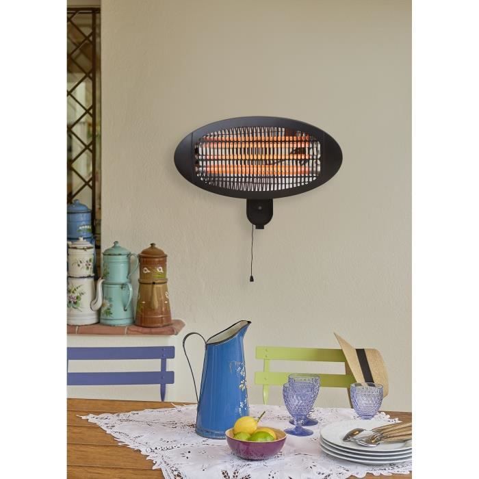 Chauffage électrique FAVEX Fano - 2000 W - A fixer - 3 positions de chauffe - L 50 x P 16 x H 36 cm - Noir