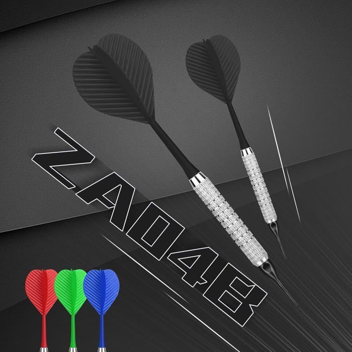 Set of 12 soft-tip darts with plastic tips and 100 plastic tips for electronic dartboards