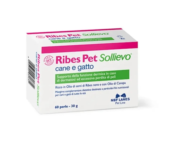 NBF LANES Ribes Pet Relief, complément alimentaire 60 perles pour la dermatose