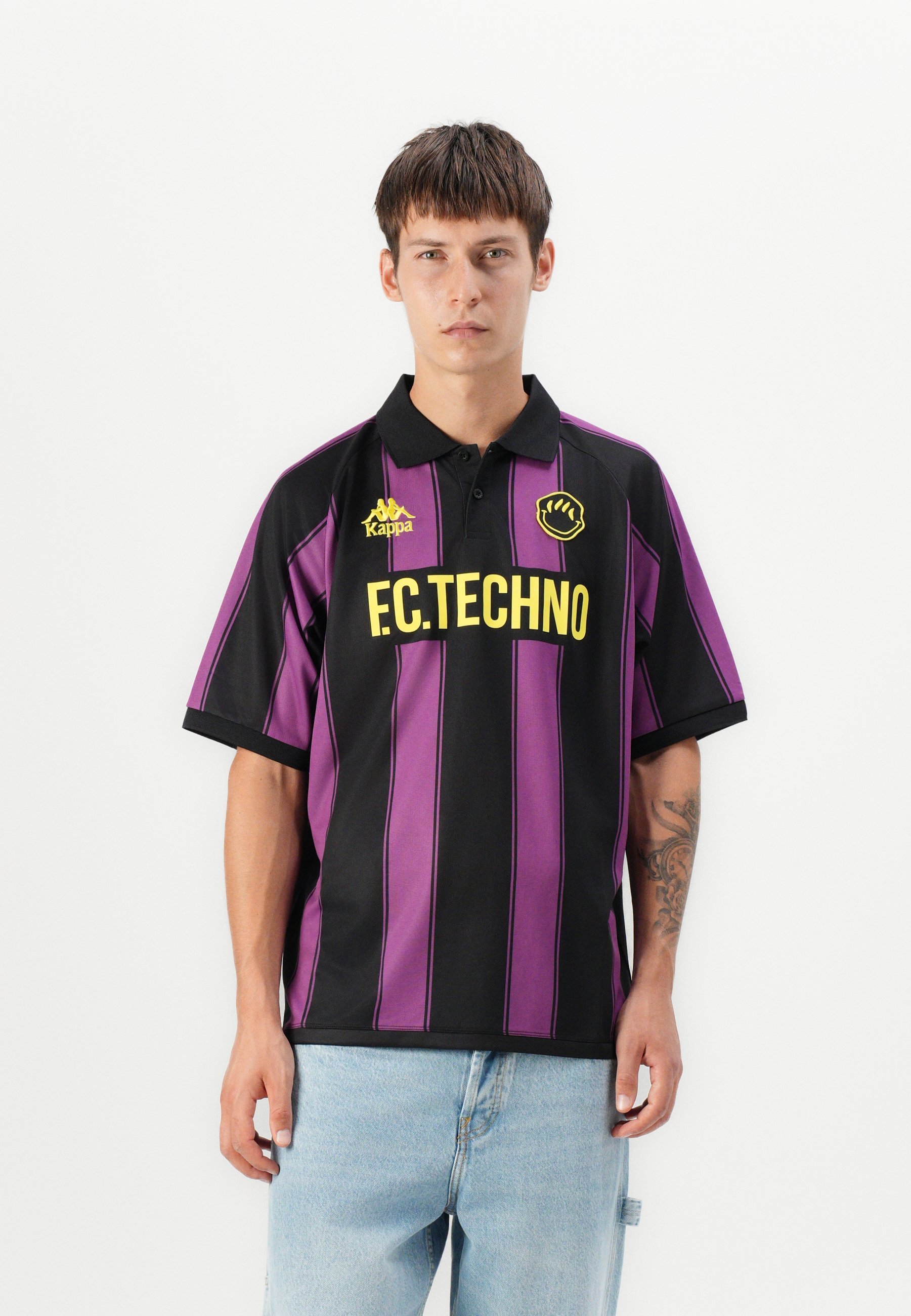 Kappa RETRO TECHNO AUTHENTIC TANEK JERSEY UNISEX - Polo - nero/viola/giallo