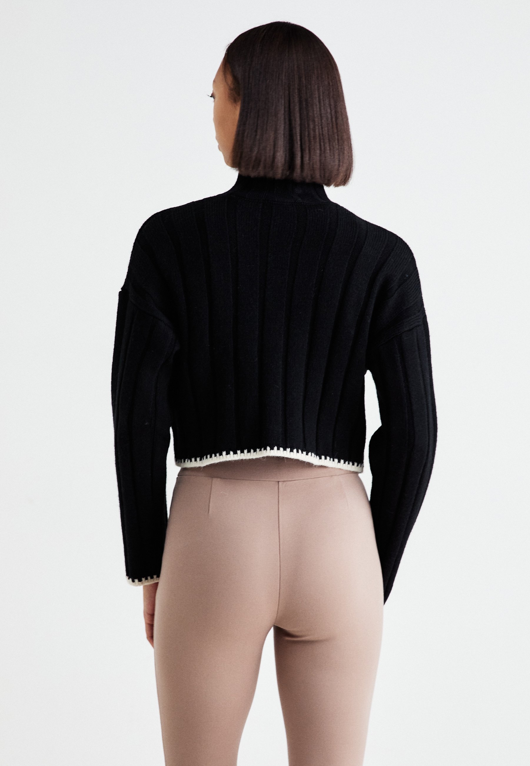 ONLY ONL CHICK STITCH HIGHNECK - Svetr - black/pumice stone