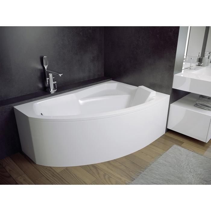 Hoekbad 130x85 Rechtsdraaiend + hoofdsteun + sifon + poten RIMA
