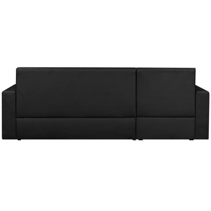 Reversible 3-seater corner sofa bed - Black faux leather - Contemporary - W 235 x D 85-153 cm - ROMAN
