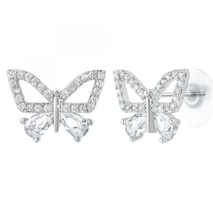 Pendientes de mariposa de cristal SC adornados con circonitas