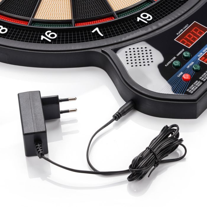 METEOR Elektronisch Dartbord - 27 Spellen - 8 Spelers - 4 LED's - inclusief Darts - Zwart