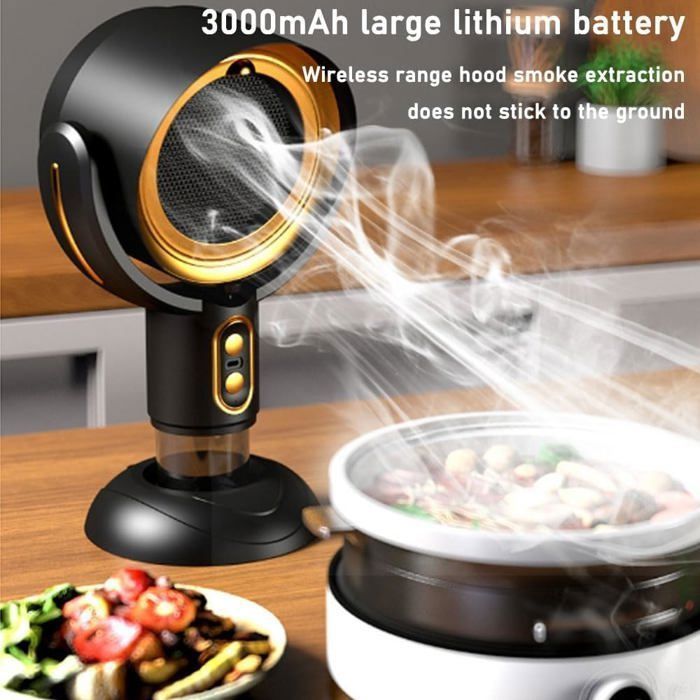 Tabletop extractor hood, negative ion, portable, USB, low noise, adjustable height, 3000mAh, black