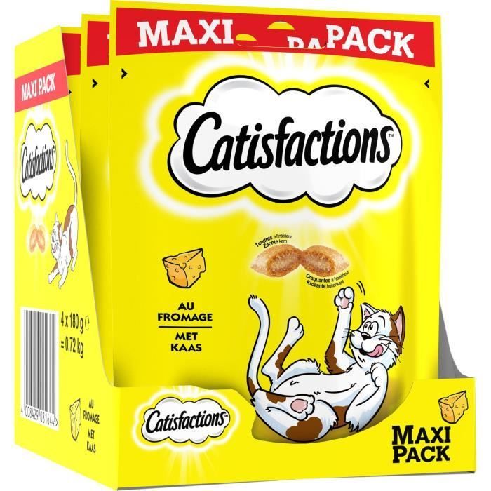 CATISFACTIONS MAXI Golosinas de Queso - Para gatos y gatitos - 180 g (x4)