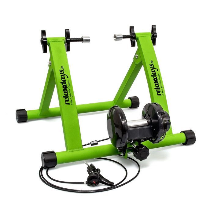 Relaxdays Home trainer vélo pliable 6 niveaux de résistance entraînement 26-28 pouces 120 kg max, vert