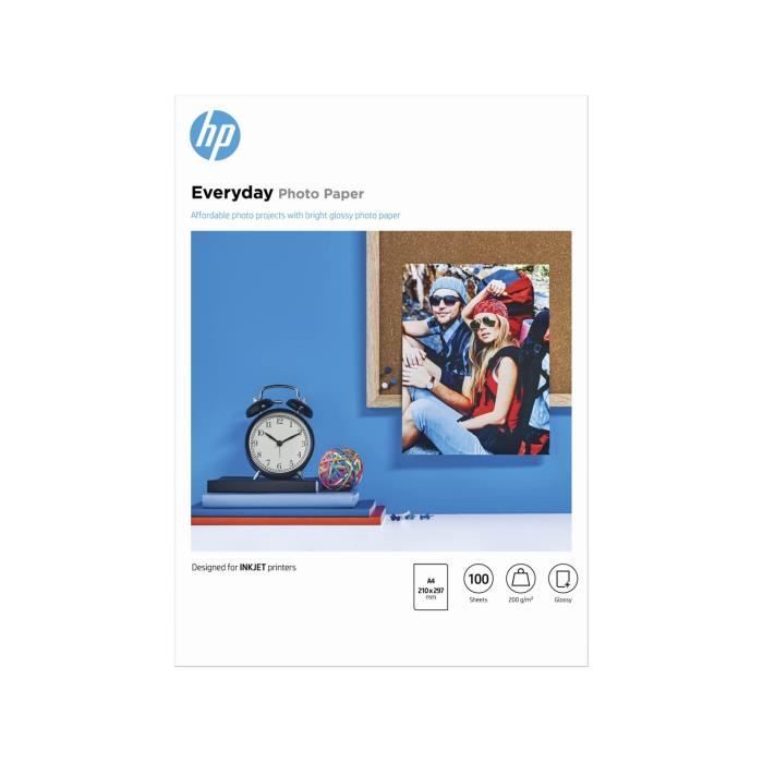 Papel fotográfico brilhante HP Everyday - 100 folhas/A4/210 x 297 mm - Versátil 200 g/m²