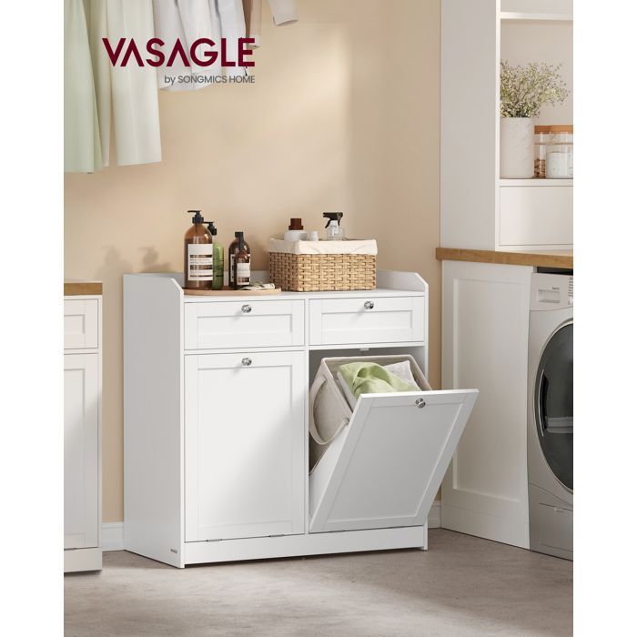Meuble de Salle de Bain, avec Sac Intérieur Amovible avec Poignées, 2 Tiroirs et 2 Paniers à Linge, 40 x 78,9 x 80,2 cm, Blanc