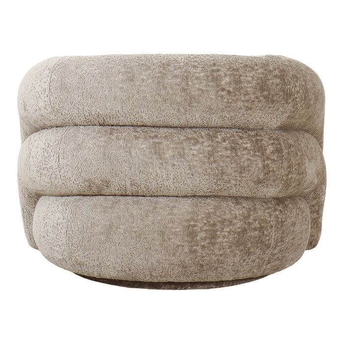 BUBBLE - Sillón giratorio en tela de terciopelo texturizado color beige