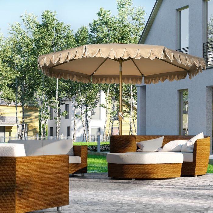 Outsunny - Ombrellone - Poliestere - 264x264x240 cm - Kaki