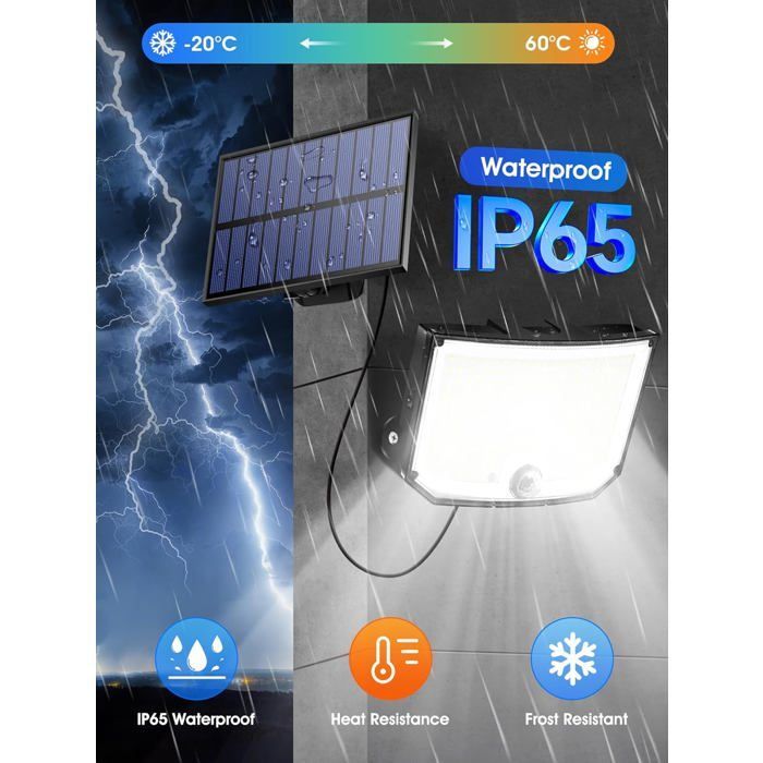 Lampe Solaire Exterieur, 238LED 2000LM Lumiere Solaire Exterieur Detecteur de Mouvement Eclairage Exterieur Solaire, 3 Modes
