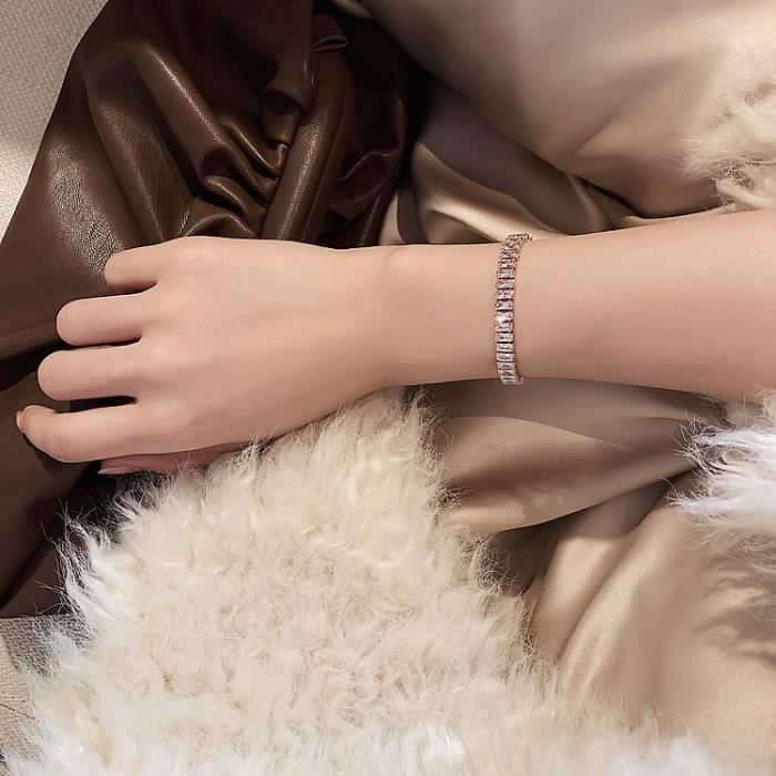 HUEIHWOH - Femmes Bracelet Strass avec Oxyde de Zirconium, Saint-Valentin, Noël,Etui a bijoux. 16-23cm - Doré rose