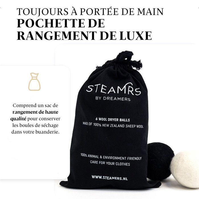 STEAMRS - 6 bolas para secadora - 100 % lana de oveja - Reduce el tiempo de secado - Ropa más suave y sin arrugas