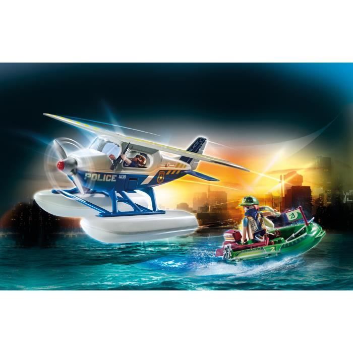 PLAYMOBIL – 70779 – Polizei- und Banditen-Wasserflugzeug – Blau – Playmobil City Action – 33 Teile