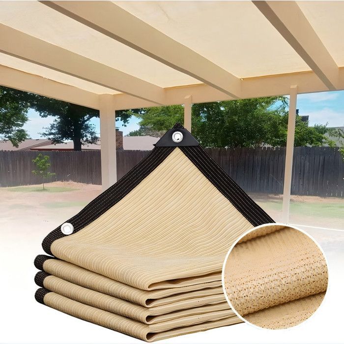 Vela ombreggiante 3 x 4 m, protezione UV 90%, parasole perforato, isolamento termico, protezione solare, beige (Dimensioni: 3 x 4 m)