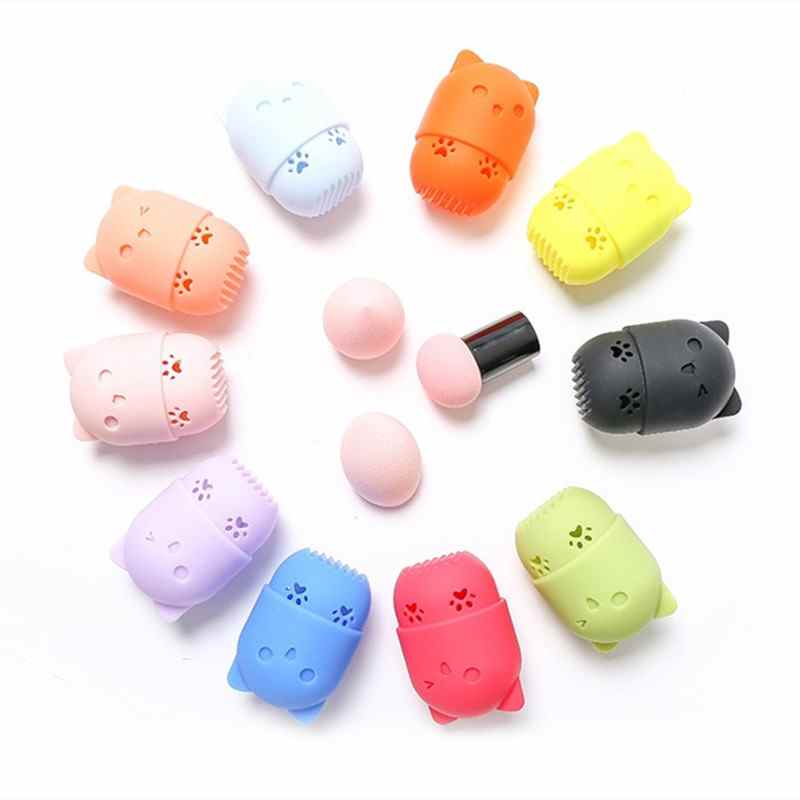Boîte à éponges cosmétiques portable en silicone pour poudre, 50 g.