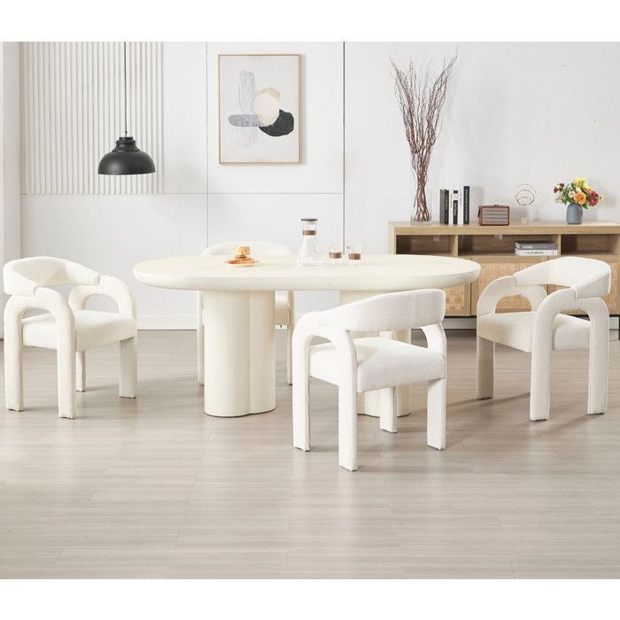 Ya-Home Dining Chair Set of 2 Chenille Dining Chairs, Modern Kitchen Chairs with Curved Backrest, White