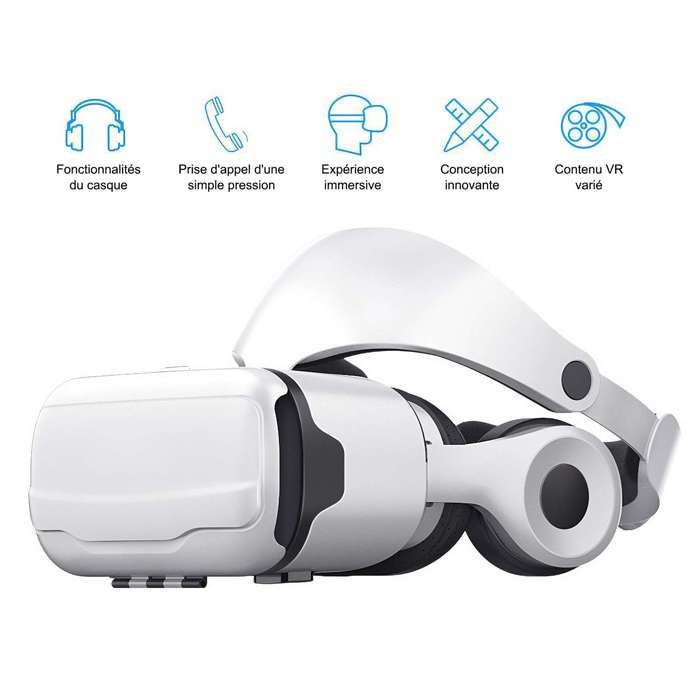 Casque VR 2-en-1 écran géant 3D 120° audio Hi-Fi détachable réglage dioptrique -600° anti-lumière bleue commande tactile confortable