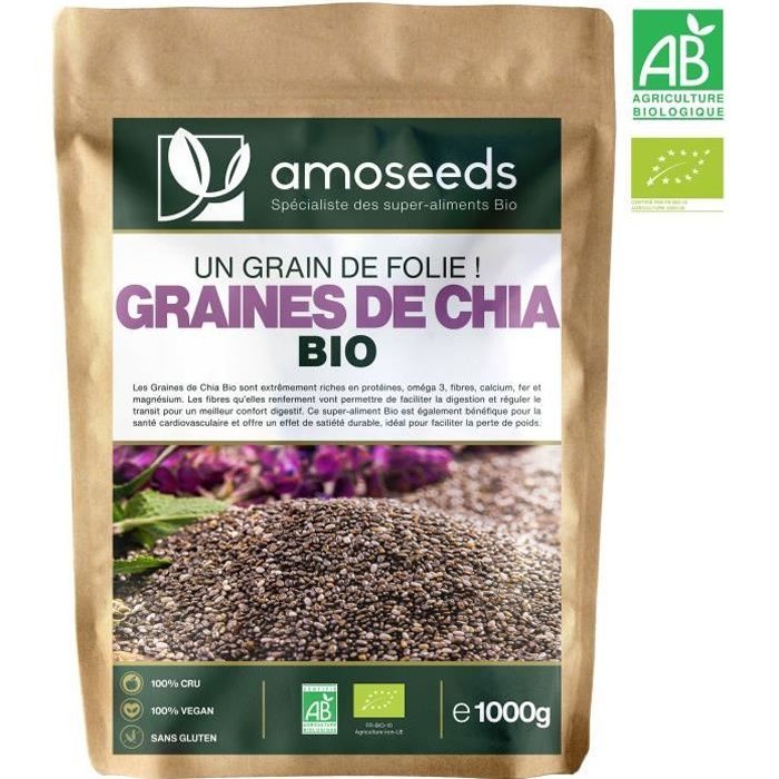 Økologiske chiafrø 1 kg - Premium kvalitet - amOseeds - Spesialisten på økologisk supermat