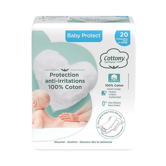 Cottony Baby Protect 100% algodón, protección, 20 unidades.