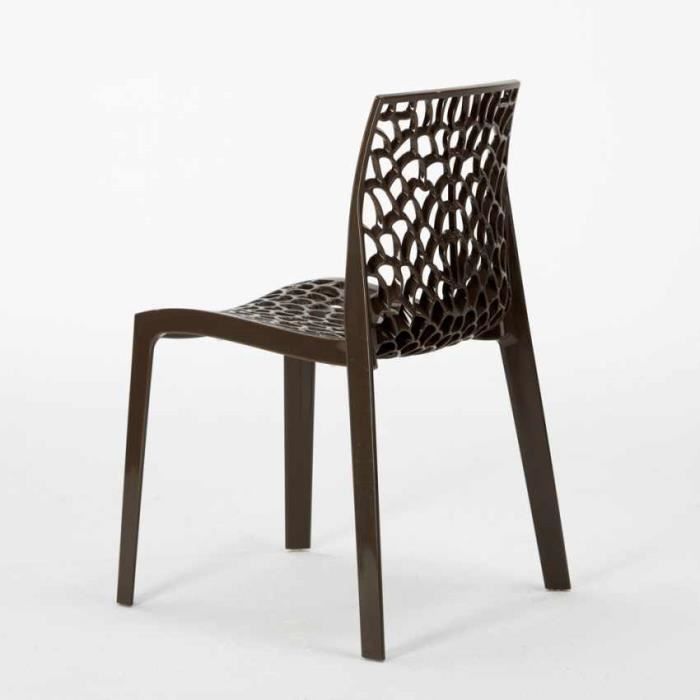 Table Carrée Noire 70x70cm Avec 2 Chaises Colorées Grand Soleil Set Bar Café Gruvyer Aia - Marron