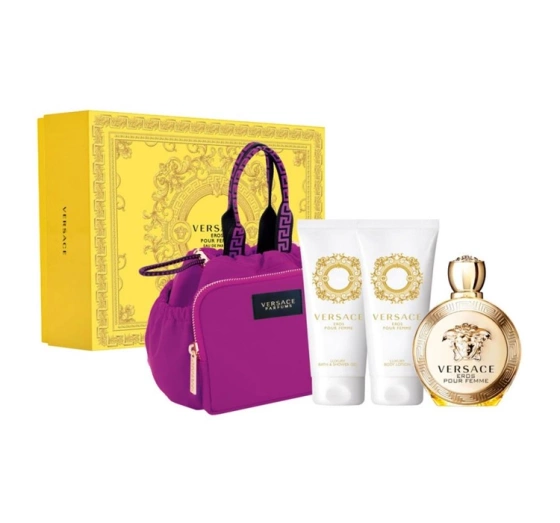 Versace Eros Pour Femme woda perfumowana 100 ml   balsam do ciała 100 ml   żel pod prysznic 100 ml   kosmetyczka