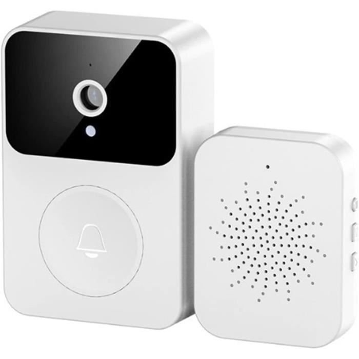 Sonnette vidéo intelligente sans fil à distance avec vision nocturne HD et Wi-Fi rechargeable Blanc A418