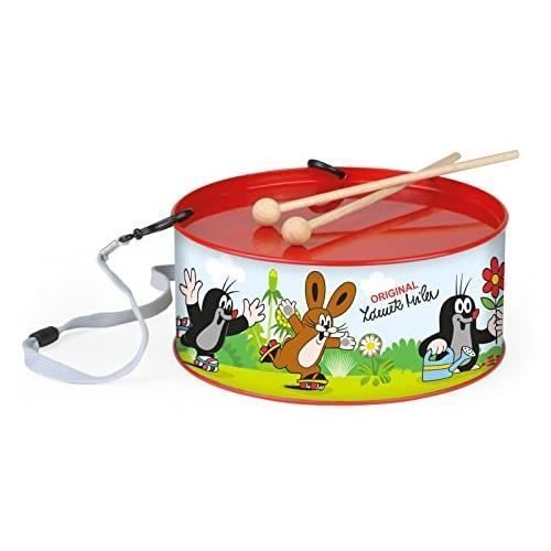 Tambour pour enfant - LENA - Petite taupe - Ø 20 cm - Avec baguettes - Sangle de transport