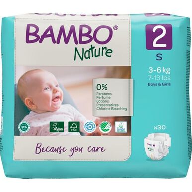 Bambo Nature Boys & Girls 0% parfemace Ekologické dětské pleny Velikost 2 3-6 kg 30 kusů