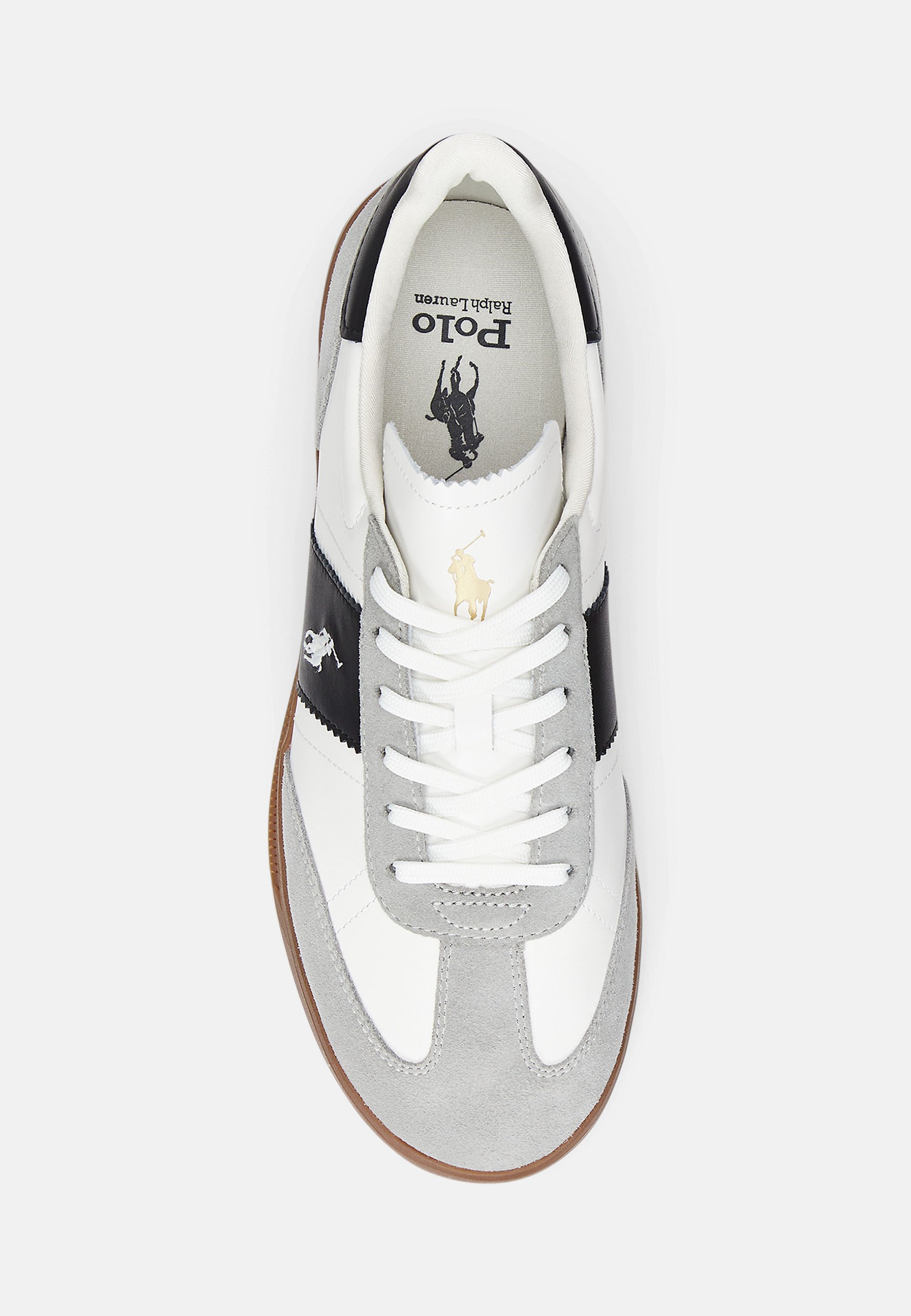Polo Ralph Lauren HERITAGE AERA LEATHER-SUEDE SNEAKER UNISEX - Tenisky - biela/čierna/jemne sivá